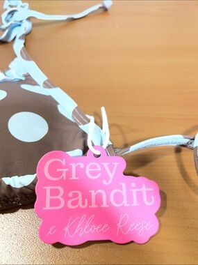 Grey Bandit Brown & Light Blue Polka Dot Triangle Bikini Top